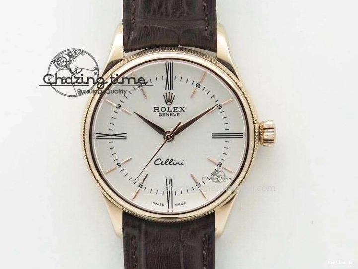 1229 Cellini 50535 Moonphase RG GMF Best Edition White Dial on Brown Leather Strap A Lightweight 2634